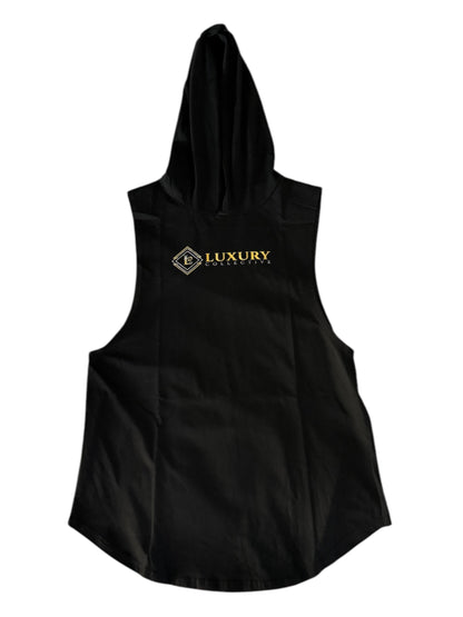Luxury Collective Gym Black Summer Muscle Shirt Hoodie with Back Lion Graphic Design