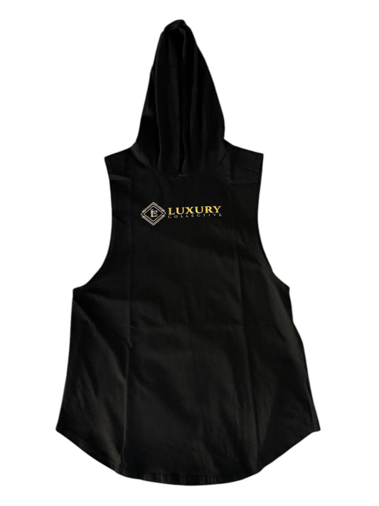 Luxury Collective Gym Black Summer Muscle Shirt Hoodie with Back Lion Graphic Design