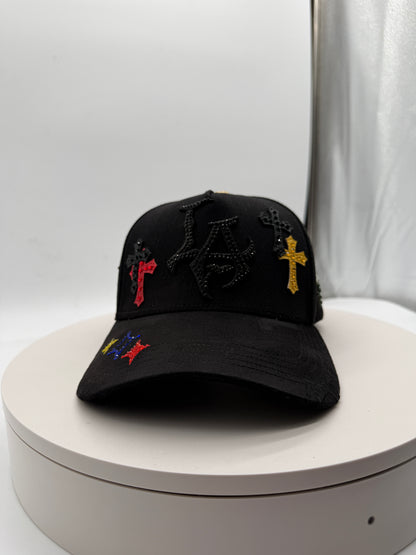 LA Gervonta Black Chrome Rhinestones Hat