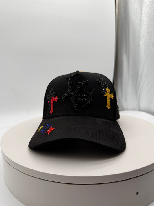 LA Gervonta Black Chrome Rhinestones Hat