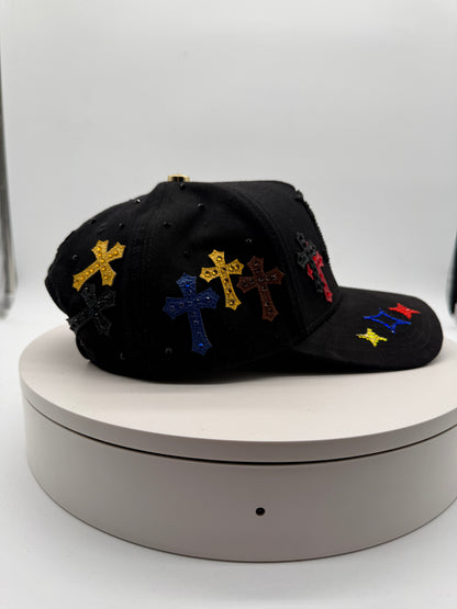 LA Gervonta Black Chrome Rhinestones Hat