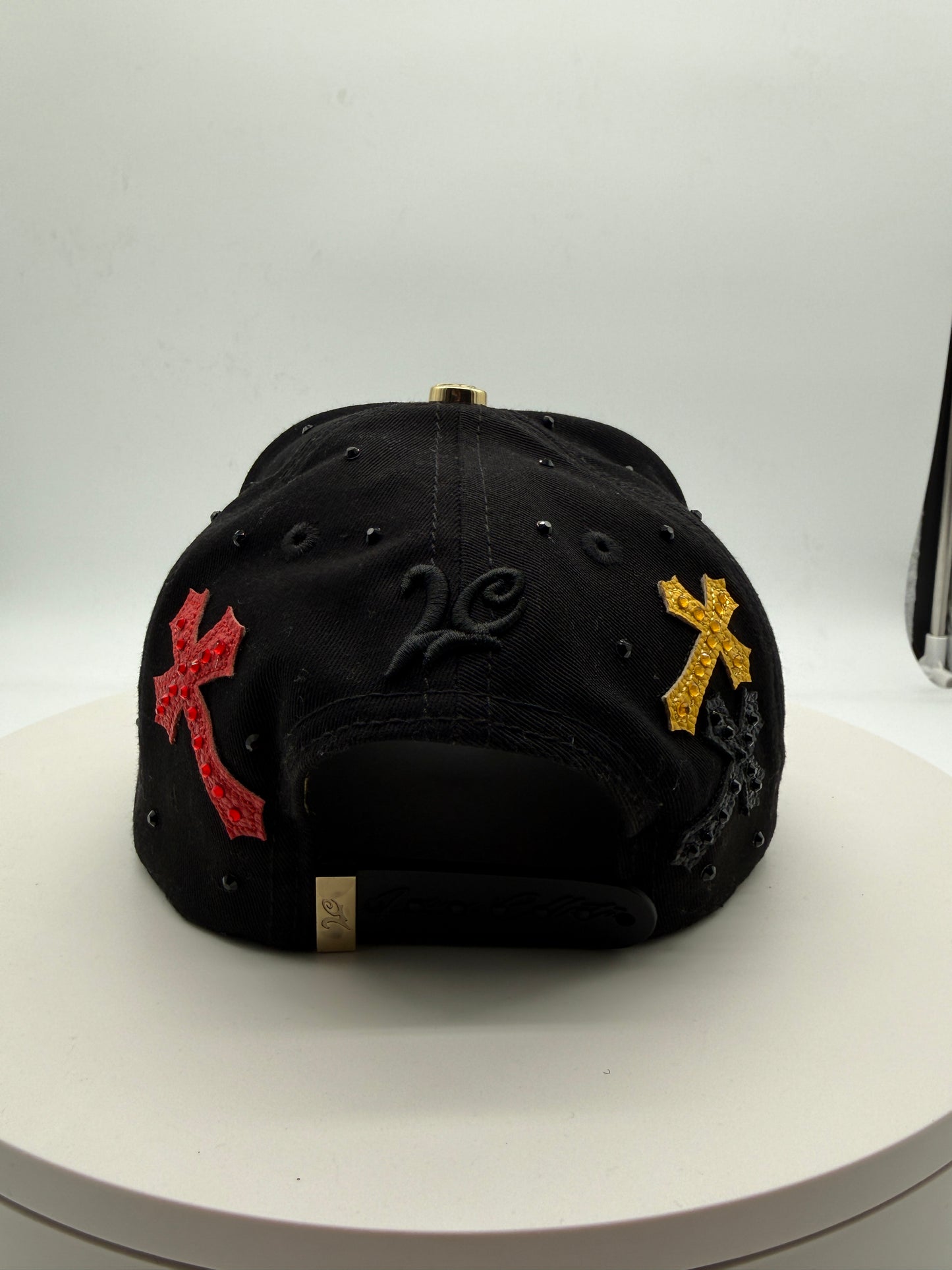 LA Gervonta Black Chrome Rhinestones Hat