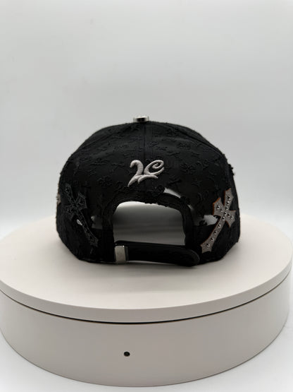 NY BLACK Chrome Rhinestones Mesh Hat