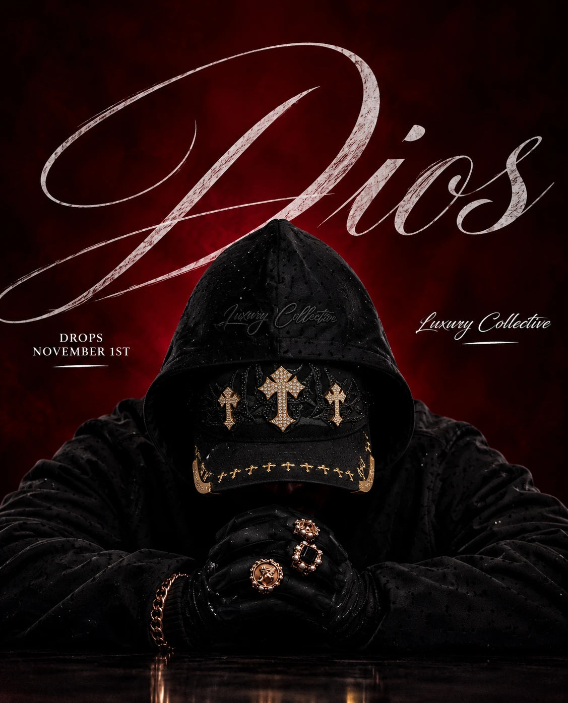 DIOS - LA Gold Crosses Rhinestone Hat (Pre-Order)