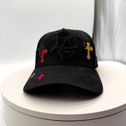 LA Gervonta Black Chrome Rhinestones Hat