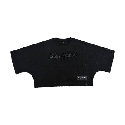 Luxury Collective Women's Oversized Rhinestone Crop Top