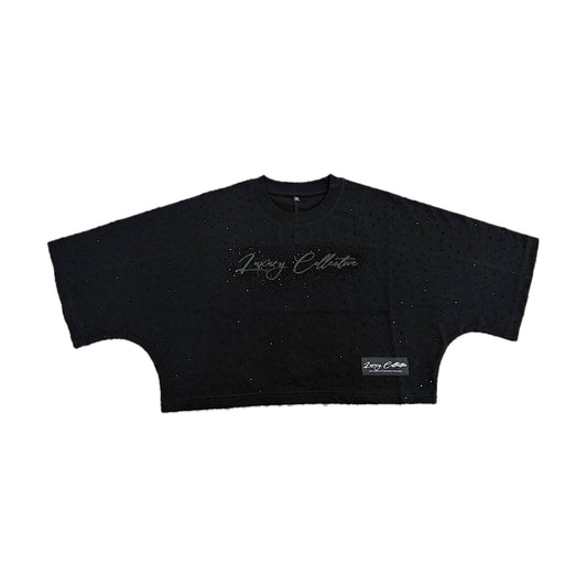 Luxury Collective Women's Oversized Rhinestone Crop Top